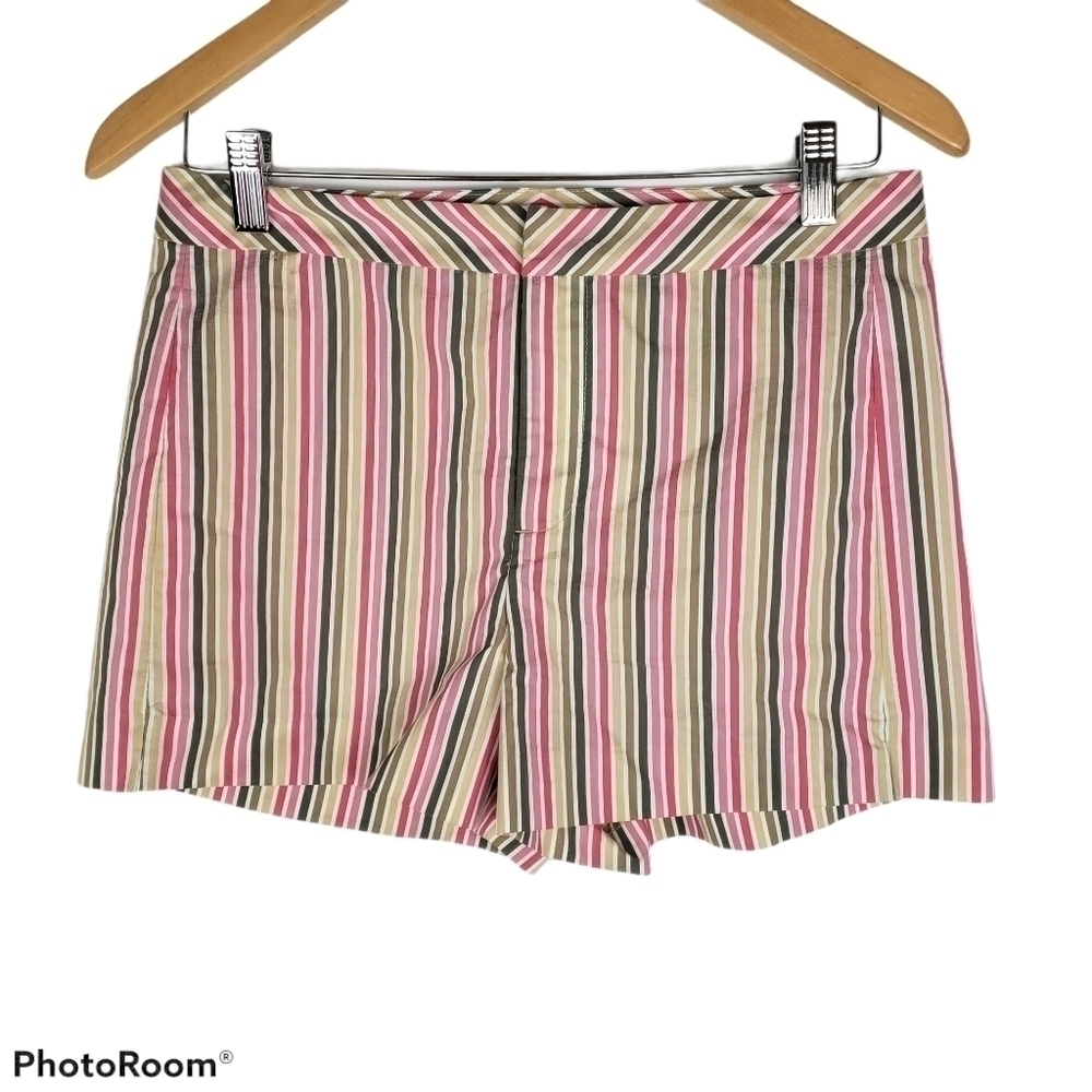 J Crew Pink & Tan Stripe Shorts Sz 4 NWT